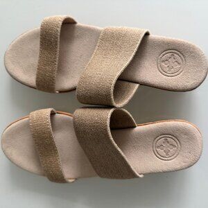 Charleston Shoe Co Elastic Slide Sandals Neutral Cork Comfort